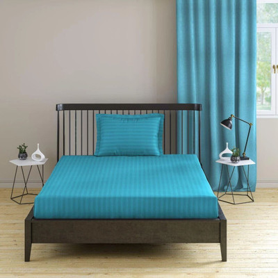 Cozyhaven Cotton Double Flat 160 TC Self Design Bedsheet(Pack of 1, Yellow)
