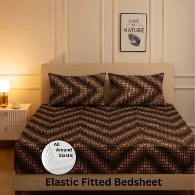 YKNIP Cotton Double, King Fitted (Elastic) 250 TC Floral Bedsheet(Pack of 1, Soft Cotton King Double Fitted Bedsheet 78x72 In with 2 Pillow Covers 18x28 In)