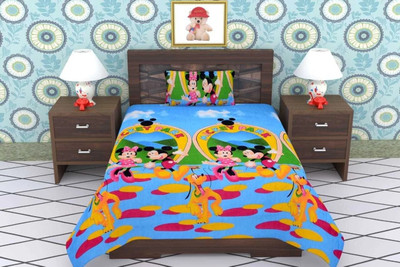 BLUEDOT 230 TC Microfiber Single Cartoon Flat Bedsheet(Pack of 1, Multicolor)
