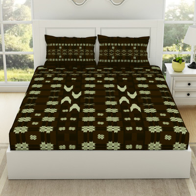 SPACES 144 TC Cotton King Printed Flat Bedsheet(Pack of 1, Multicolor)