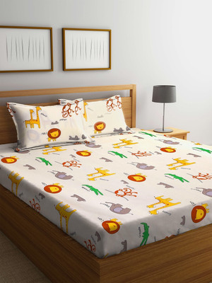 Klotthe Polycotton King Flat 210 TC Printed Bedsheet(Pack of 1, Multicolor)