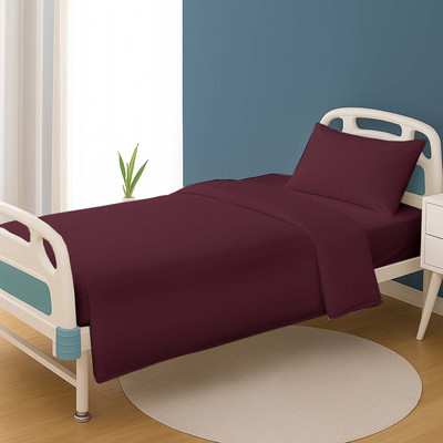 stcheapjack 144 TC Polycotton Single Solid Flat Bedsheet(Pack of 1, Maroon)