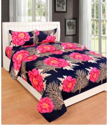 Hiyanshi Creations 180 TC Polycotton Double Floral Flat Bedsheet(Pack of 1, Multicolor)