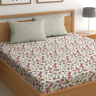 CHHAVI INDIA 210 TC Microfiber King Printed Flat Bedsheet(Pack of 1, Multicolor)