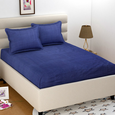 Krishnam 180 TC Microfiber Double Solid Flat Bedsheet(Pack of 1, Navy Blue)