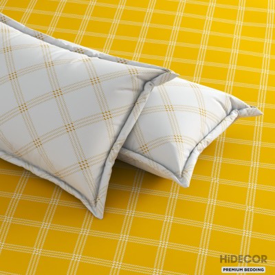 HIDECOR 280 TC Microfiber King Geometric Flat Bedsheet(Pack of 1, Yellow, White)