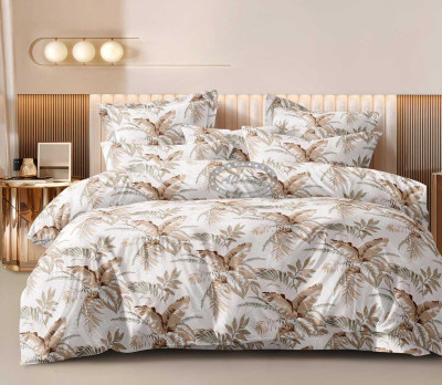 Amrange Cotton King Flat 220 TC Floral Bedsheet(Pack of 1, Orange)