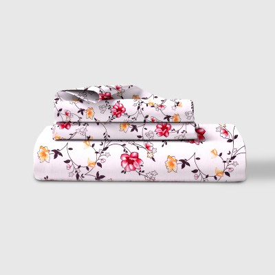 LINENWALAS 200 TC Cotton Super King Floral Flat Bedsheet(Pack of 1, Reverie Bloom)