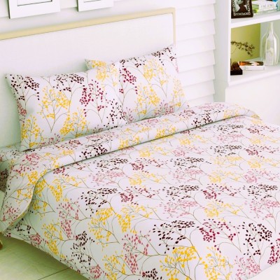 haus & kinder 186 TC Cotton King Floral Flat Bedsheet(Pack of 1, Pink)