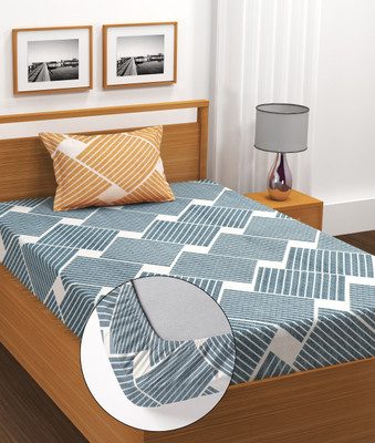 DECORHUT FAB Cotton Single Fitted (Elastic) 220 TC Printed Bedsheet(Pack of 1, Multicolor)