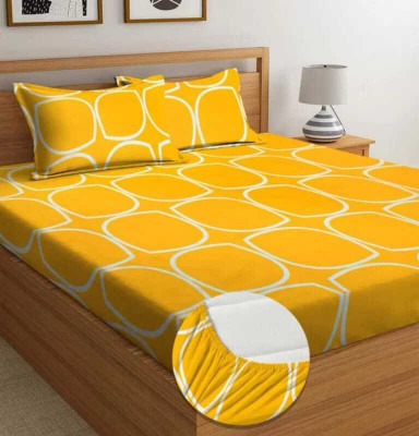 decolike 230 TC Cotton King Printed Fitted (Elastic) Bedsheet(Pack of 1, Multicolor)