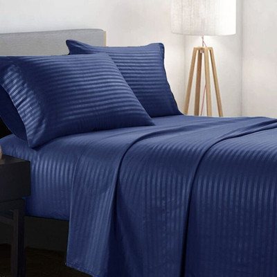 ABC Cotton King Flat 240 TC Floral Bedsheet(Pack of 1, Blue)