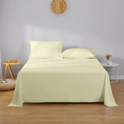 DUSTYMILLER 400 TC Microfiber Double Solid Flat Bedsheet(Pack of 1, Beige)