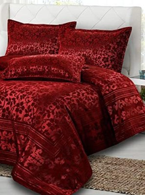 selection house 350 TC Velvet King Embroidered Flat Bedsheet(Pack of 1, Maroon)