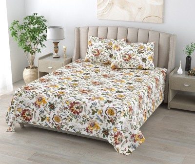 TUNDWAL'S 210 TC Cotton Single Floral Flat Bedsheet(Pack of 1, Sun Flower)