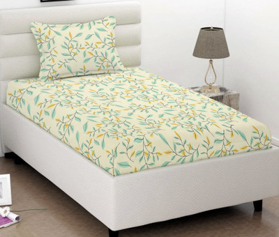 BSB HOME Cotton Single Flat 220 TC Floral Bedsheet(Pack of 1, Green2)