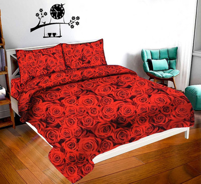 CECARO 144 TC Polycotton Double 3D Printed Flat Bedsheet(Pack of 1, Multicolor01)