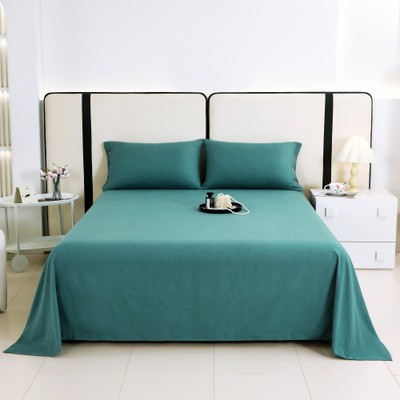 Story@home Cotton King Flat 240 TC Solid Bedsheet(Pack of 1, Green)