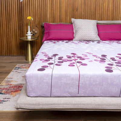 Urban Space Cotton Double Flat 144 TC Printed Bedsheet(Pack of 1, Mars Purple)