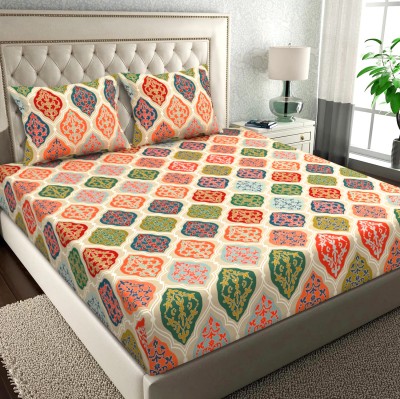 VAS COLLECTIONS 144 TC Microfiber Double Abstract Flat Bedsheet(Pack of 1, Multicolor)