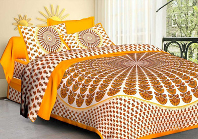 LAPNOR 110 TC Cotton King Jaipuri Prints Flat Bedsheet(Pack of 1, Multicolor1)