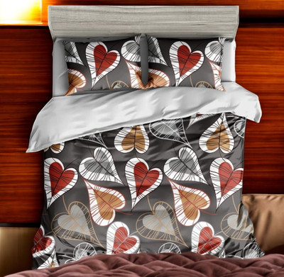 HOMYBEES 104 TC Polyester Double Abstract Flat Bedsheet(Pack of 1, Multicolor)