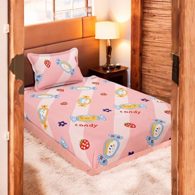 HOMYBEES 110 TC Polyester Single Abstract Flat Bedsheet(Pack of 1, Maroon)