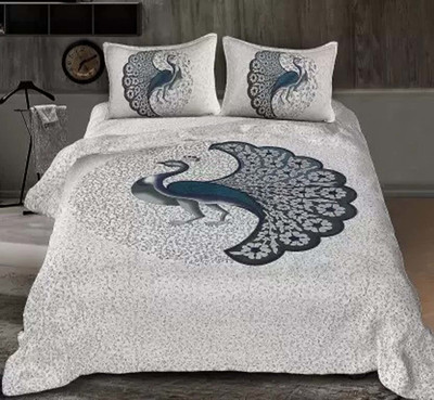sr enterprises Cotton King Flat 121 TC 3D Printed Bedsheet(Pack of 1, Black, White)