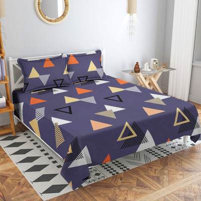 Flipkart SmartBuy Cotton Double Flat 220 TC Floral Bedsheet(Pack of 1, Dark Blue)