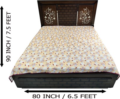 ECOSOFT 150 TC Polyester King, Queen, Double Printed Flat Bedsheet(Pack of 1, ORANGE BEAR)