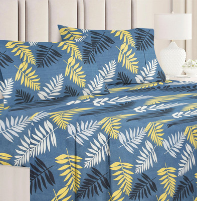 VAS COLLECTIONS Cotton Queen Flat 160 TC Floral Bedsheet(Pack of 1, CLOUDY BLUE)