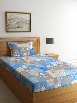 Klotthe 400 TC Cotton Single Printed Fitted (Elastic) Bedsheet(Pack of 1, Multicolor)
