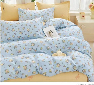 Siyas Cotton King Flat 300 TC Printed Bedsheet(Pack of 1, Light Blue)