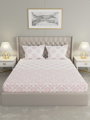 Raymond Home 200 TC Cotton King Motifs Flat Bedsheet(Pack of 1, Pink)