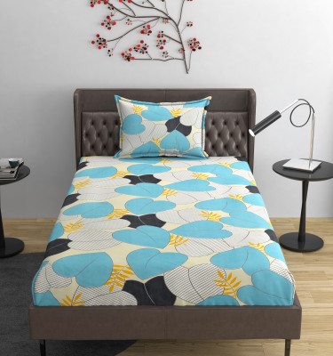 real dream 220 TC Cotton Single Solid Fitted (Elastic) Bedsheet(Pack of 1, Blue)