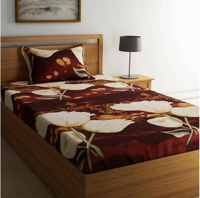 VH HUB 155 TC Cotton Single Printed Flat Bedsheet(Pack of 1, Multicolor)
