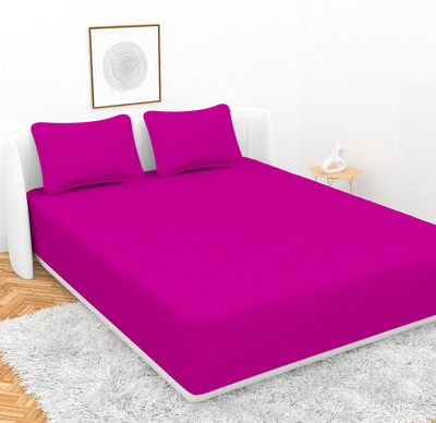 BROMWICK 250 TC Microfiber Double Solid Flat Bedsheet(Pack of 1, Megenta)
