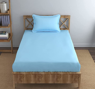 TURIYA 180 TC Microfiber Single Solid Flat Bedsheet(Pack of 1, Aqua)