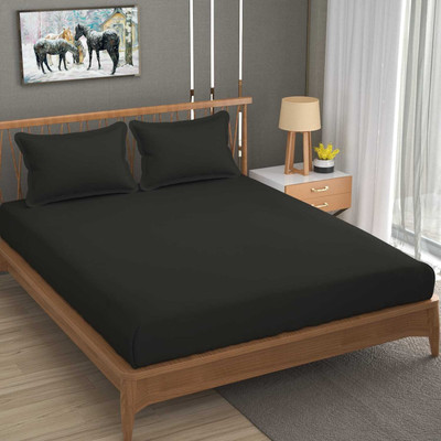 Outlay Home 250 TC Microfiber Double Solid Flat Bedsheet(Pack of 1, Grey)