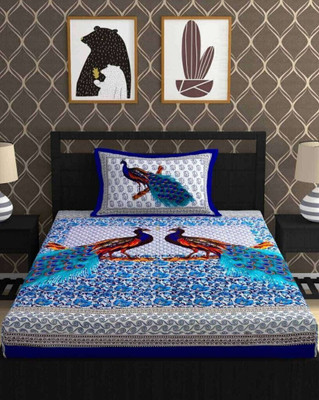 SOFTCOT Cotton Single Flat 144 TC Printed Bedsheet(Pack of 1, Multicolor)