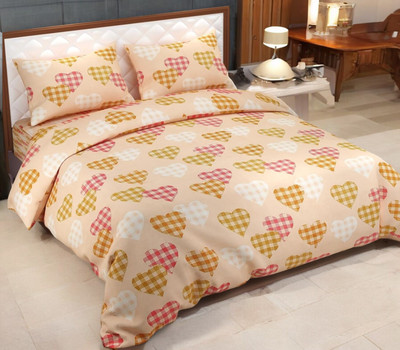 HOMYBEES 104 TC Polyester Double Abstract Flat Bedsheet(Pack of 1, Multicolor)