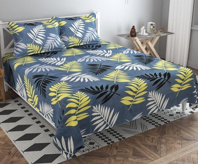 Flipkart SmartBuy Cotton Double Flat 180 TC Printed Bedsheet(Pack of 1, Sky blue, Yellow)
