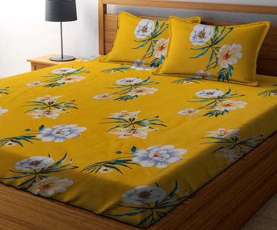 Amrange 210 TC Cotton King 3D Printed Flat Bedsheet(Pack of 1, Multicolor)