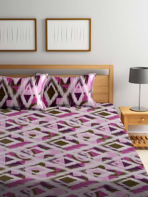 Bombay Dyeing 104 TC Cotton Double Abstract Flat Bedsheet(Pack of 1, Purple)