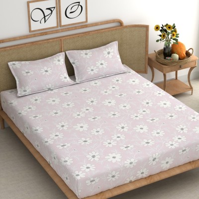 CHHAVI INDIA 210 TC Microfiber King Printed Flat Bedsheet(Pack of 1, Dreamy Pink)