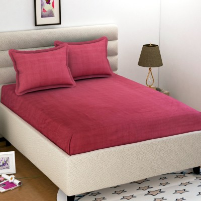 Krishnam 180 TC Microfiber Double Solid Flat Bedsheet(Pack of 1, Maroon)