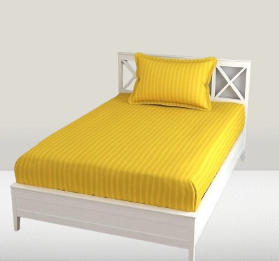 Cool Dealzz 180 TC Microfiber Single Striped Flat Bedsheet(Pack of 1, Yellow)