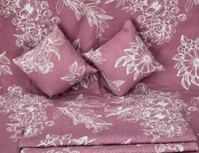 CLOVIS KRAFTS Cotton King Flat 300 TC Printed Bedsheet(Pack of 1, PINK WHITE FLOWERS)