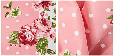 ABC Cotton Double Fitted (Elastic) 310 TC Floral Bedsheet(Pack of 1, pink dott)