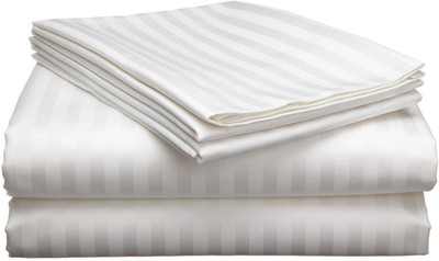 best & well 400 TC Satin King Solid Flat Bedsheet(Pack of 1, White)